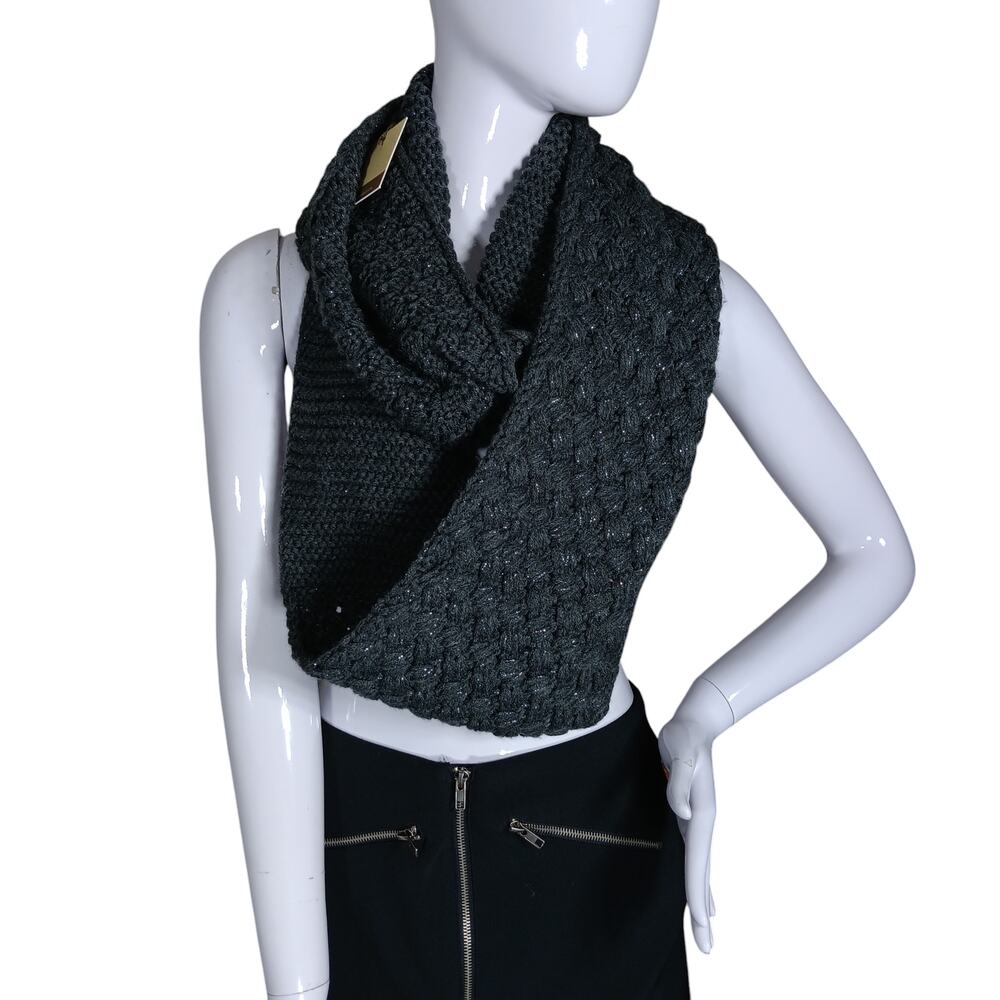 Limited Edition Infinite Scarf Chunky Gray Knit with Silver Threads NWT